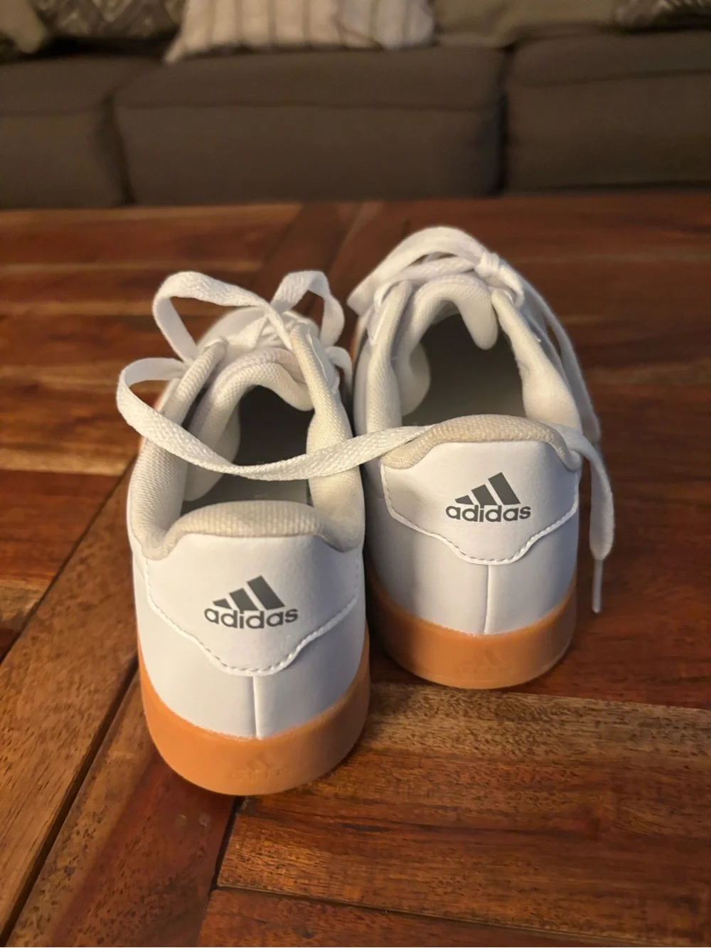 Kids White Adidas Sneakers with Gum Sole - Classic Casual Style